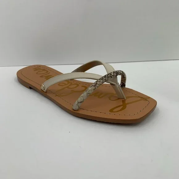 Sam Edelman Abbey flat thong slide leather sandals snake square toe shoe 8 - Picture 2 of 7